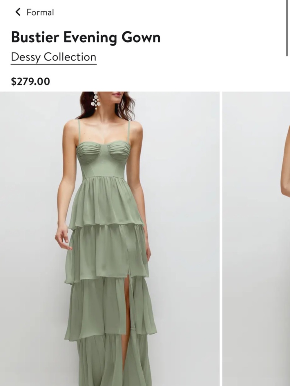 Dessy Collection Sage Bustier Tiered Maxi Gown